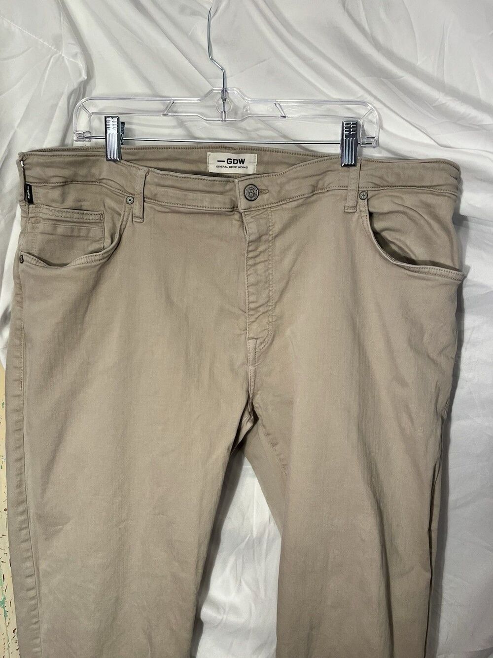 General Denim Works Men's Khaki Casual Pants Bridge Straight Size 44x30